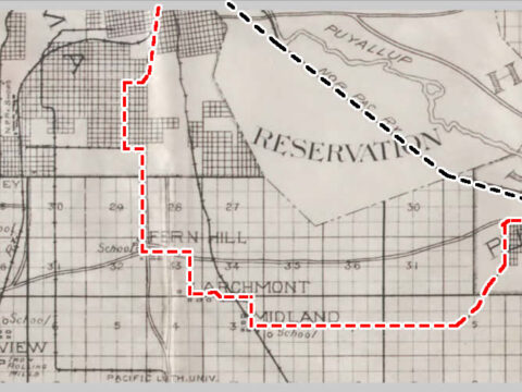 Map of Tacoma and Puyallup Railroad Line