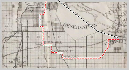 Map of Tacoma and Puyallup Railroad Line
